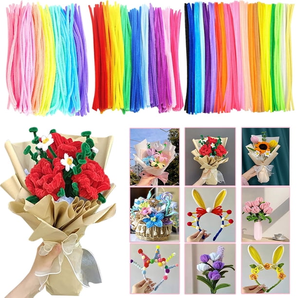 Fiudx Limpiapipas de Colores, Varillas Flexibles para Retorcer, Manualidades Fáciles de Hacer, Simulación Floral Duradera, Material de Regalo Hecho a Mano, Decoración Del Hogar, Juego de 100 Piezas,