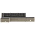 thumbnail image 2 of vidaXL 5 Piece Garden Lounge Set with Cushions Grey Poly Rattan, 2 of 5