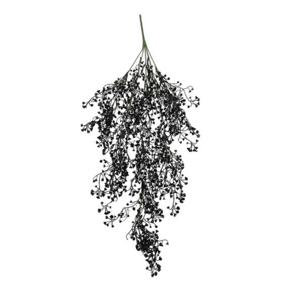 Halloween Black Artificial Eucalyptus Wall Hanging Stem Faux Floral Spooky Home Decor Creepy for Door Mantel Party Indoor, Black #1, 31.5in, 2 pcs