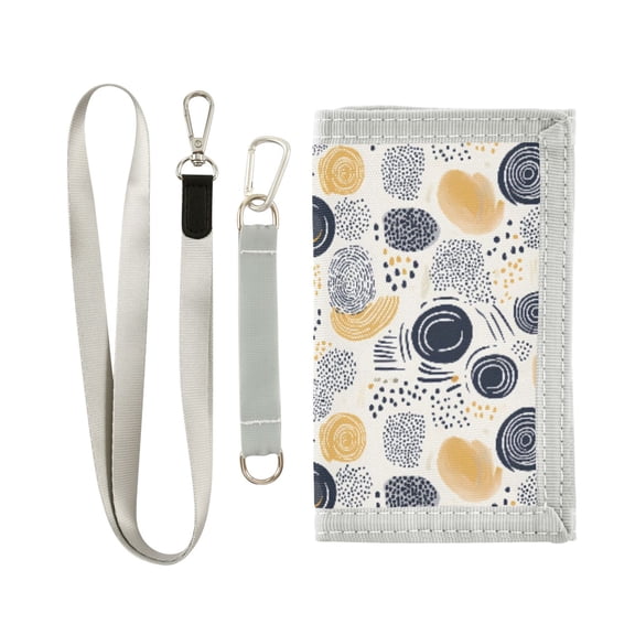 JIALIOU Nylon Trifold Card Wallet with ID Window Zipper Pocket for Men Women Teen Circle and Dot Doodle