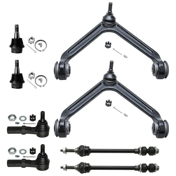 Detroit Axle - Front End 8pc Suspension Kit for 4WD 2002-2005 Dodge Ram 1500, 2 Upper Control Arms 2 Lower Ball Joints 2 Sway Bar Links 2 Outer Tie Rods 2002 2003 2004 2005 Replacement 5-Lug