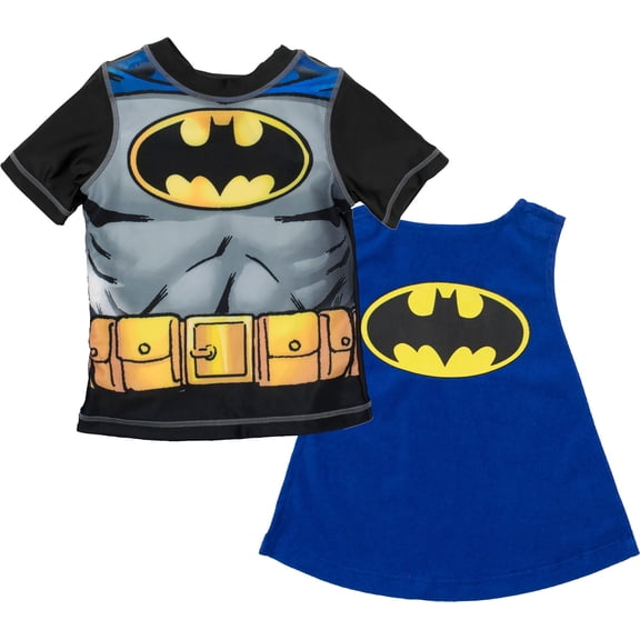 DC Comics Justice League Batman Rash Guard and Cape Logo Toddler to Little Kid