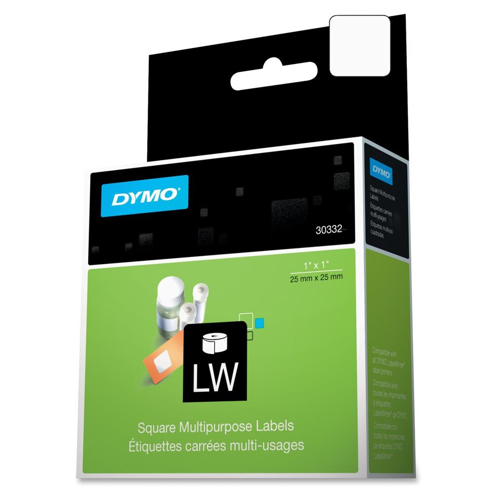 DYMO LW Square Multipurpose Labels for LabelWriter, White, 1'' x 1