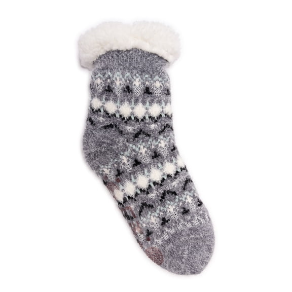 MUK LUKS Women's 1 Pair Pack Tall Cabin Chenille Eyelash Knit Slipper Socks