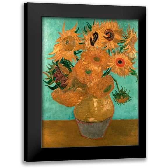 van Gogh, Vincent 12x14 Black Modern Framed Museum Art Print Titled - Sunflowers