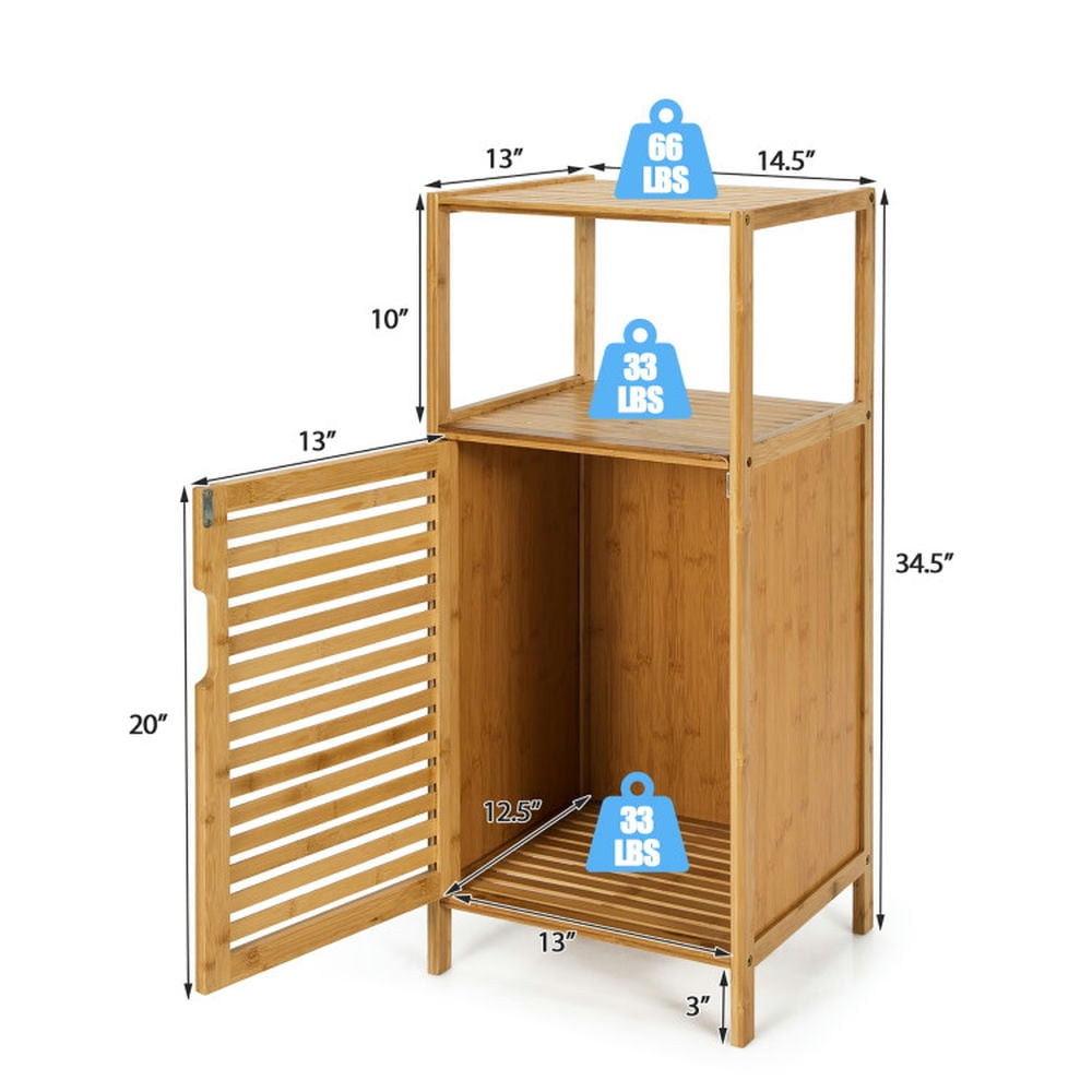 Finihen Bathroom Storage Cabinet, Bathroom Floor Cabinet, Bamboo Bathroom Storage Floor Cabinet with Door and Shelf Corner Cabinet, for Bathroom, Living Room, Bedroom, Kitchen, Natural Finihen Bathroom Storage Cabinet, Bathroom Floor Cabinet, Bamboo Bathroom Storage Floor Cabinet with Door and Shelf Corner Cabinet, for Bathroom, Living Room, Bedroom, Kitchen, Natural