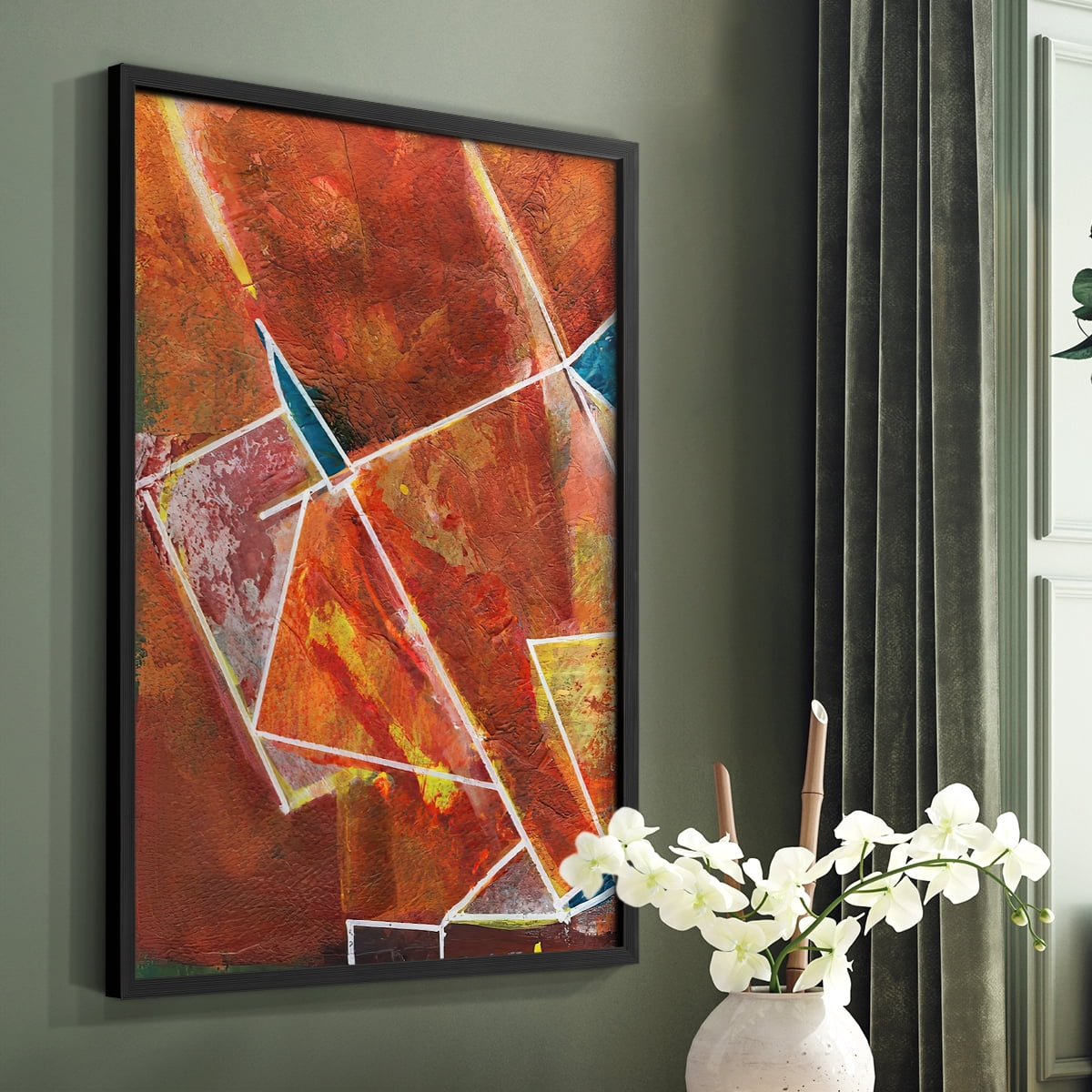 Primary Connection II Framed Print in Black Solid Wood Framed Print No Nail Hanging