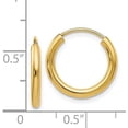 thumbnail image 4 of 14k Yellow Gold Polished Round Endless 2mm Hoop Earrings - 16mm, 4 of 6