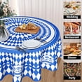 thumbnail image 4 of Oktoberfest Round Tablecloth 60 Inch Blue and White Checked Table Cloths Polyester Fabric Bavarian Blue Gingham Table Cover Background for Oktoberfest Party Decorations Kitchen Picnic Party Outdoor, 4 of 6