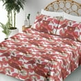 thumbnail image 3 of Ambesonne Abstract Boho Fitted & Flat Sheet with Shams 4 Pcs Set, Dreamy Geometric Art, King, Dark Coral Pale Khaki, 3 of 5