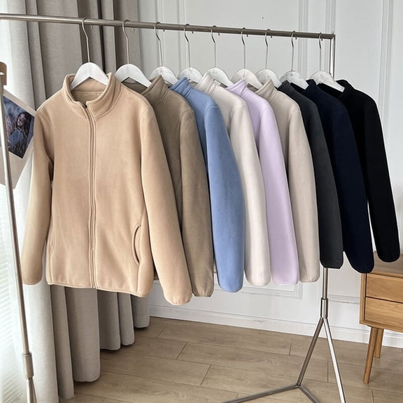 FRSASU Women's Fuzzy Fleece Jacket Long Sleeve Zip up Coat Soft Casual Outerwear with Pockets White