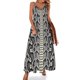 thumbnail image 1 of Vestido de piel de serpiente azul con estampado animal, elegante vestido largo con escote en V, estilo bohemio para playa, vestidos largos con tirantes, estilo urbano, vestido oversize, 1 of 7