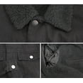 thumbnail image 3 of Men’s Casual Cotton Blend Sherpa Lined Button Up Denim Jean Trucker Jacket (Black, L), 3 of 3