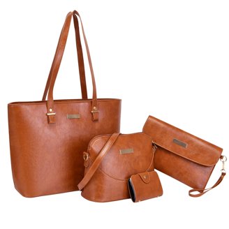 YAQUNICER Women's PU Leather Handbag Set - 6 Piece Tote, Shoulder Bag, Clutch & Wallet Set