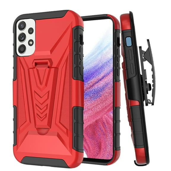 Phone Case for Samsung Galaxy A53 5G Combo Rugged Swivel Belt Clip Holster Heavy Duty Hybrid Armor Rubber with Kickstand Stand Cover for Galaxy A53 5G - Red