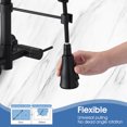 thumbnail image 5 of Izzovium 3 Functions Wall Mounted Bridge Kitchen Faucet, Stainless Steel Matte Black, 360° Rotatable High-Arc Spout, Pull Down Nozzle, 1.8 GPM Flow Rate, Saves Space, 5 of 8