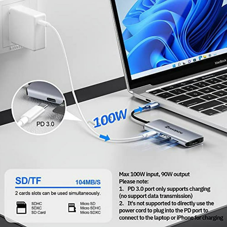 Surface Laptop 2 Docking Station, Microsoft Surface Laptop 2 USB Hub with  4K HDMI, USB 3.0, USB C, USB 2.0, SD Card Slot, TF Card Slot, 3.5 Audio
