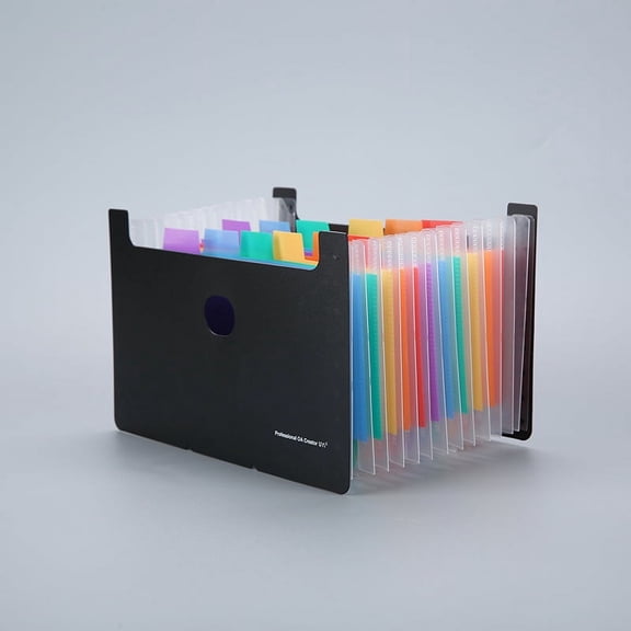 Namzi Expanding File Organizer A5 Organ Clip Multilayer Folder Ticket Sheet Storage Bag Telescopic Stand for Home, Office and Travel,Black and Rainbow