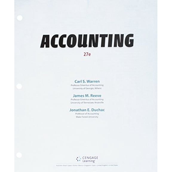 Pre-Owned Accounting, Loose-Leaf Version, 9781337272247, 1337272248, Paperback, 27 edition