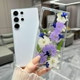 thumbnail image 2 of for Samsung Galaxy S25 Ultra Case with Pressed Real Flower, Women Girls Cute Glitter Aesthetic Floral Pattern Slim Soft TPU Bumper Shockproof Phone Cover for Galaxy S25 Ultra, White/Purple, 2 of 14