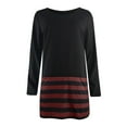thumbnail image 3 of USSUMA Summer Dresses for Women 2025 Summer Dresses Long Sleeve Crew Neck Casual Printed Pullover Striped Maxi Dress Vintage Dress Lightweight Skirts School Clearance Sale Wine Dress Size-L, 3 of 5