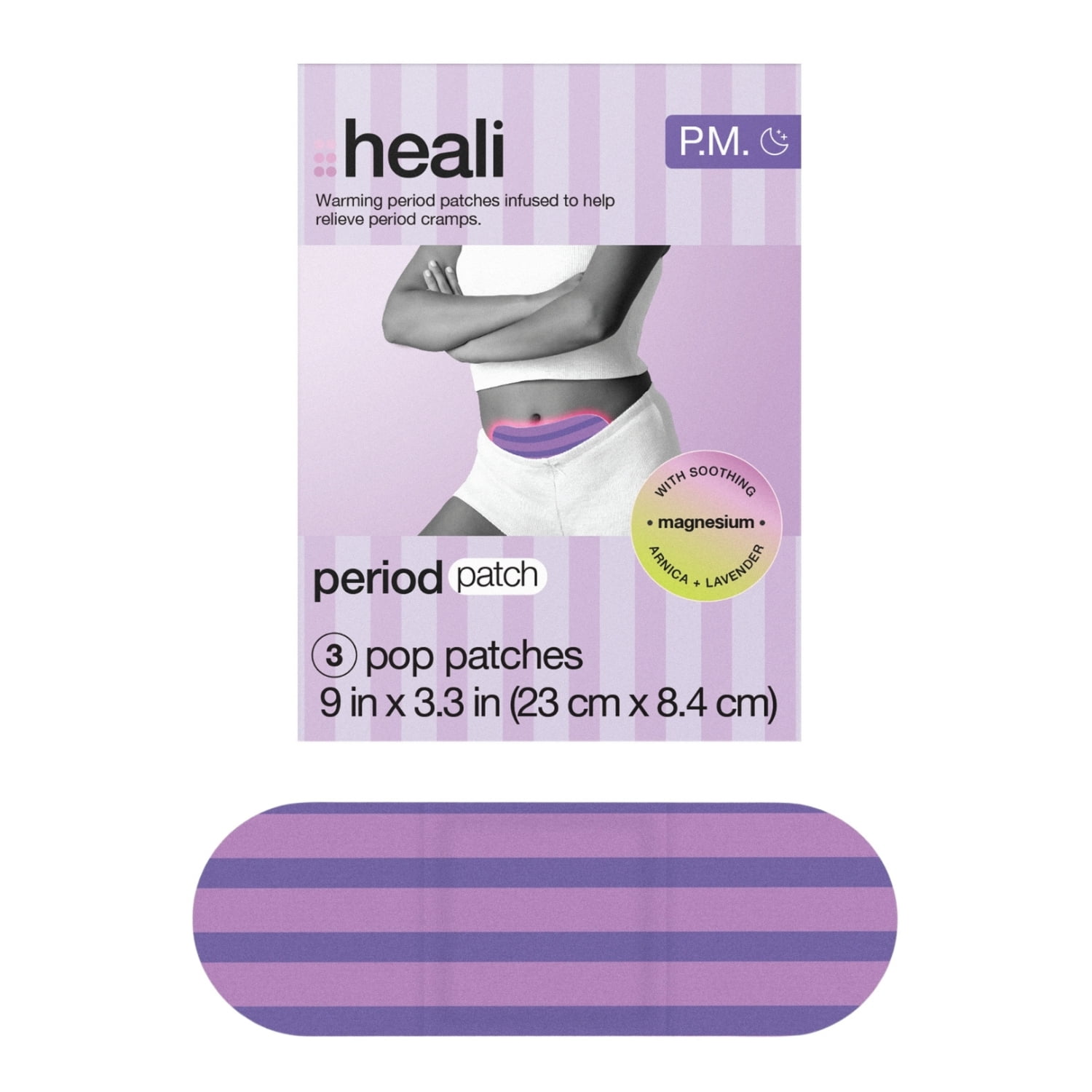 Heali Night Menstrual Heating Patches, 3 Count, Natural Ingredients for Period Pain Relief