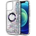 thumbnail image 5 of NageBee Designed for iPhone 13 Magnetic Case for MagSafe, Tempered Glass Screen Protector/Wrist Strap Lanyard, Glitter Floating Liquid Cute Case (Diamond), 5 of 6