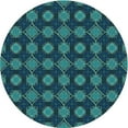 thumbnail image 1 of Ahgly Company Tapis Rond Lavable en Machine Intérieur Transitionnel Bleu Profond, 3 Pieds Rond, 1 of 7