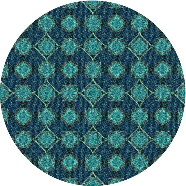 Ahgly Company Tapis Rond Lavable en Machine Intérieur Transitionnel Bleu Profond, 3 Pieds Rond