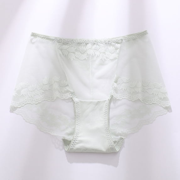 Alun Lace Floral Sheer Though Panties for Women Fashion Seamless High Waisted Lightweight Breathable Underwear Soft Comfortable No Show Briefs for Jacquard Style(A) 1-Light Green S