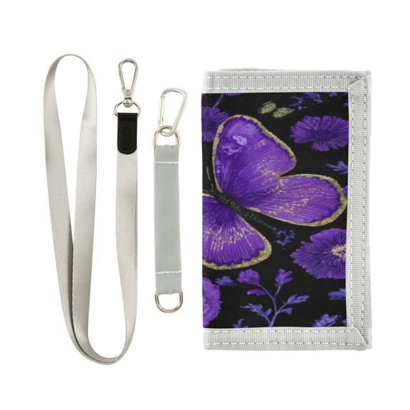 Novelty Wallet Stylish Foldable Wallet The Perfect Gift Retro Purple Butterfly and Flowers