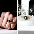 thumbnail image 3 of Rosec Jewels Real Tahitian Black Pearl Engagement Ring 8 Carat - Pearl Solitaire Ring (8 mm, AAA Quality, with Jewelry Box), 18K Yellow Gold, US 9.50, 3 of 8