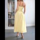 thumbnail image 5 of Vestido Informal de Verano Sin Mangas para Mujer, con Escote en V, Arrugas y Espalda Descubierta, para Fiesta Amarillo S, 5 of 7