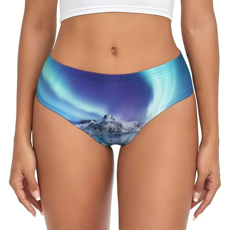 Naloa Night At Lake Aurora 1 Womens No Show Cotton Underwear Mid-High Waisted Soft Ladies Panties Strech Breathable Briefs -X-Large