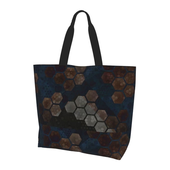 ZICANCN Abstract Vintage Honeycomb Tote Bag , Grocery Bags Reusable Shopping Bags with Handles Durable Foldable Washable for Women Men