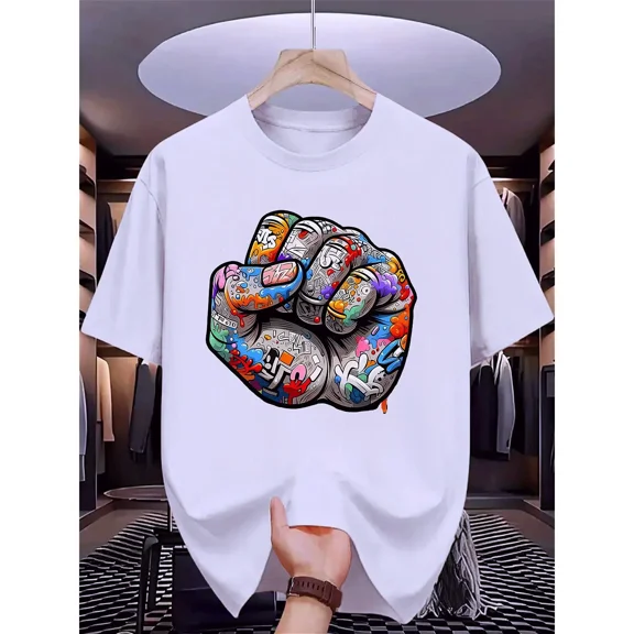 Men's Graphic T-Shirt - Casual Shortsleeve Round Neck Top in Soft Washed Fabric