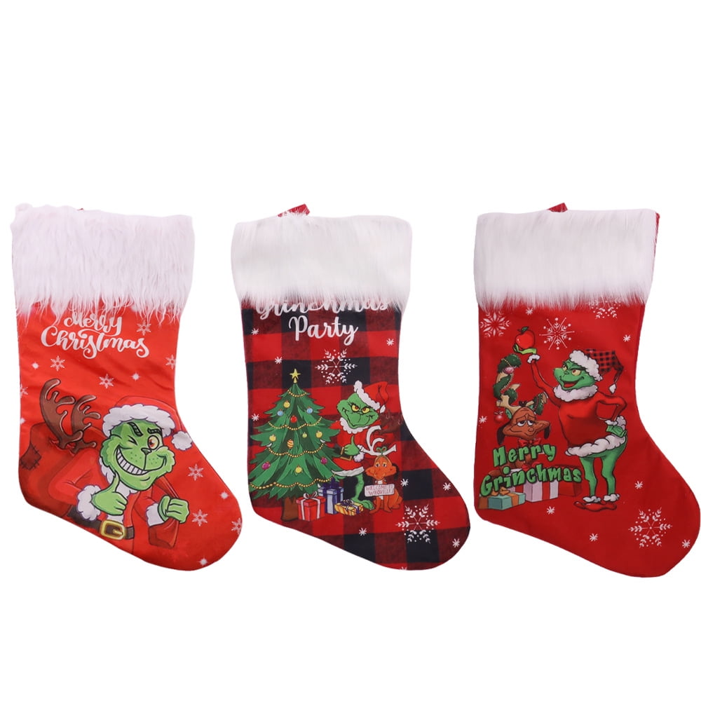 Grinch Christmas Stockings, 3 Pack Stockings Christmas, 18" Christmas