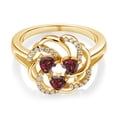 thumbnail image 2 of Gem Stone King 18K Yellow Gold Plated Silver Heart Red Garnet 3-Stone Ring for Women (1.31 Cttw, Heart Shape 4MM, Gemstone January Birthstone, Size 7), 2 of 4