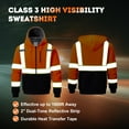 thumbnail image 3 of ProtectX Hi Vis Safety Hoodie for Men Women Fleece Lined Class 3 High Visibility Sweatshirt Reflective Jacket Orange 3X-Large, 3 of 8