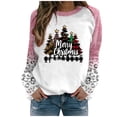 thumbnail image 2 of ZRGHAOYLQ Womens Plus Size Christmas Sweatshirts 2025 Plaid Christmas Tree Print Shirts Trendy Leopard Long Sleeve Pullover Casual Crewneck Sweatshirt Top, 2 of 3