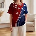 thumbnail image 6 of Womens Summer Tops 250 Anniversary USA Flag Short Sleeve 4th of July Patriotic American Flag Stars Button V Neck Henley 250th Anniversary USA shirt Fashion Beach Vacation Clothes Deep Red XXL, 6 of 10