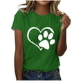 thumbnail image 2 of Lilgiuy National Pet Day Dog Paw Love Print Women T Shirts Casual Solid Color Short Sleeve Summer Mama Tee Tops Soft Loose Basic T-Shirts for Womens Graphic Blouse(Green,L), 2 of 4