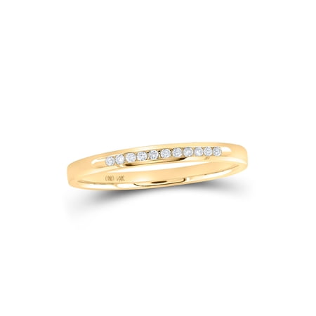Mia Diamonds 14kt Yellow Gold Womens Machine Set Round Diamond Wedding Channel Band 1/10 Cttw