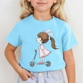 thumbnail image 2 of Short Sleeve Shirts for Girls 6 Cute Shirts Tops Summer Shirts Graphic Tee Shirt Pullover T Shirt Trendy Shirts #Sky Blue(6-7 Years), 2 of 4