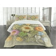 thumbnail image 3 of Ambesonne Flower Quilted Bedspread Set 3 Pcs, Vintage Bouquet Bridal, Queen Size, Multicolor, 3 of 5