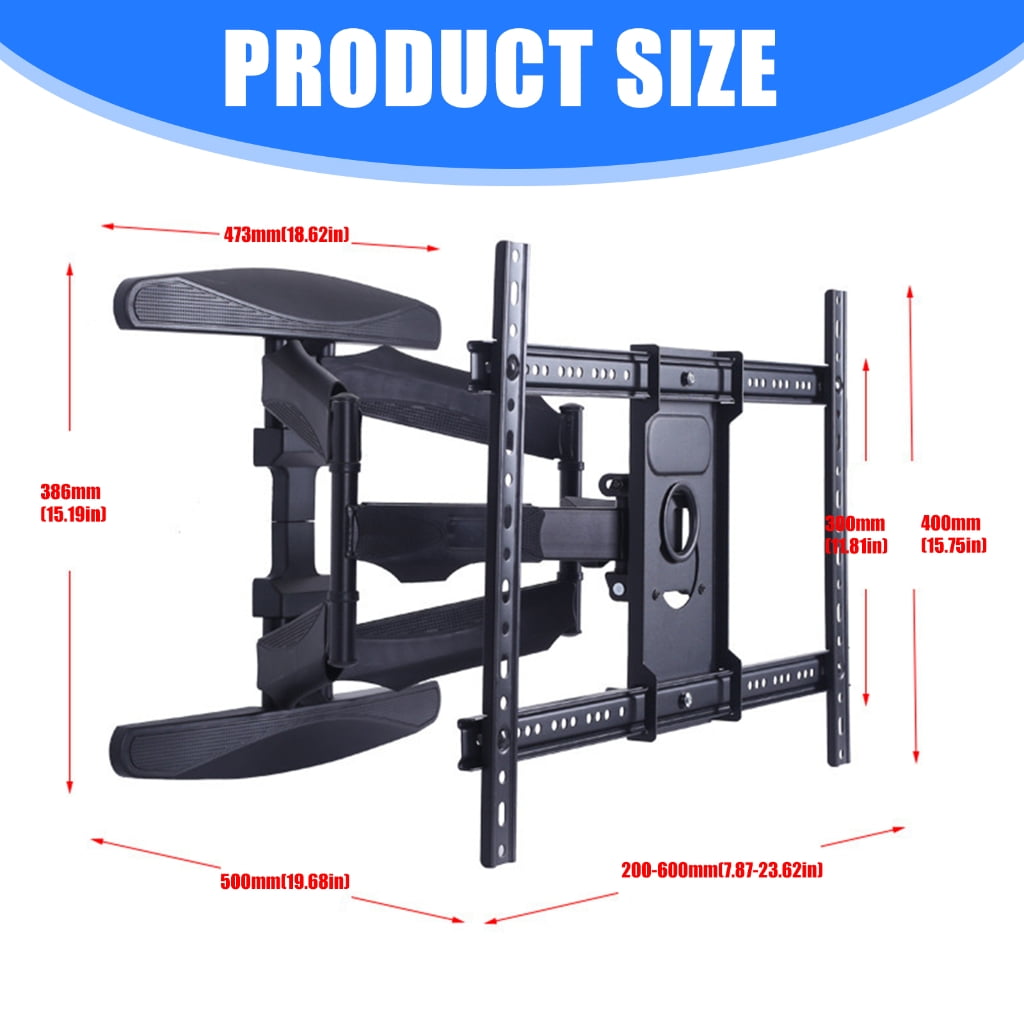 Adjustable TV Wall Mount Full Motion Rotation Tilt For 32-85 Inch TVs Heavy Duty Metal Construction Double Lock Safety
