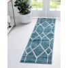 thumbnail image 2 of Unique Loom Matrix Trellis Collection Area Rug - Deco (2' 7" x 16' 5" Runner Blue/Ivory), 2 of 2