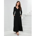 thumbnail image 4 of Women Long Sleeve Loose Plain Evening Maxi Dress Casual Long Dresses with Pockets, 4 of 9