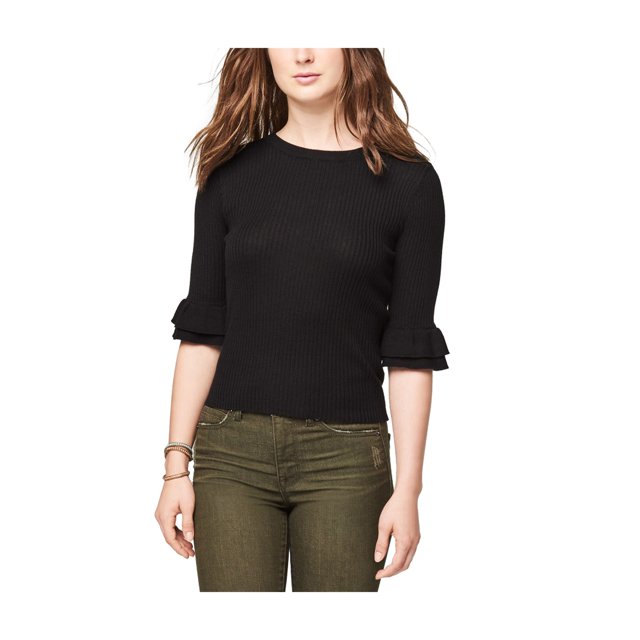 Aeropostale suéter de manga acampanada para mujer, negro, extragrande