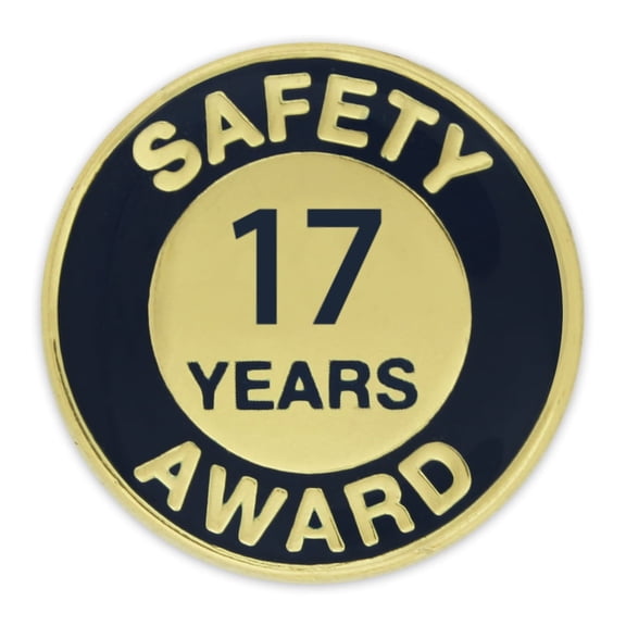 Gold and Navy 17 Year Safety Award Enamel Lapel Pin